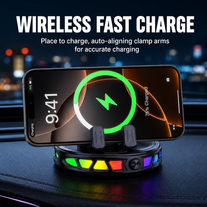 360° Rotating Strong Suction Car Mount Charger with 7-Color RGB Light