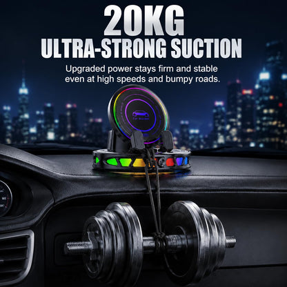 360° Rotating Strong Suction Car Mount Charger with 7-Color RGB Light