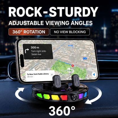 360° Rotating Strong Suction Car Mount Charger with 7-Color RGB Light