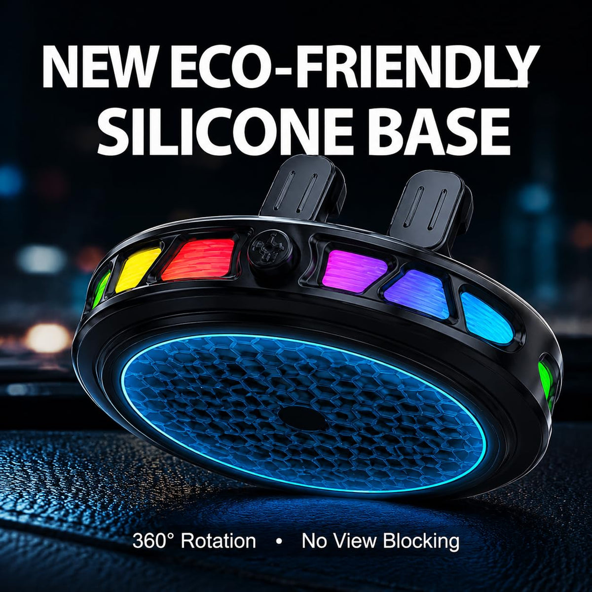 360° Rotating Strong Suction Car Mount Charger with 7-Color RGB Light