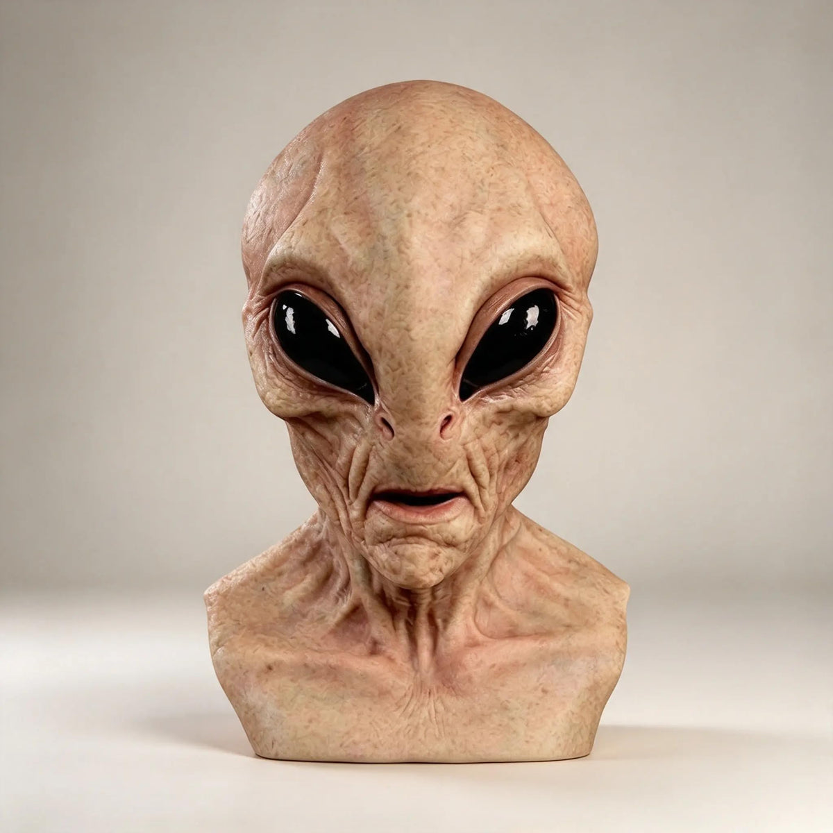 Realistic Area 51 Alien Full Head Latex Mask, Scary Creepy Prop for Adults Cosplay Costume Party