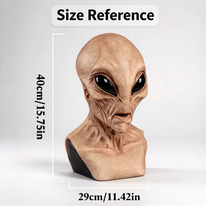 Realistic Area 51 Alien Full Head Latex Mask, Scary Creepy Prop for Adults Cosplay Costume Party