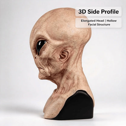 Realistic Area 51 Alien Full Head Latex Mask, Scary Creepy Prop for Adults Cosplay Costume Party