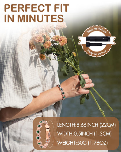 Pure Copper Bracelets for Women, with 3800 Gauss Neodymium Magnets & Dazzling Austrian Cut Crystals Stone
