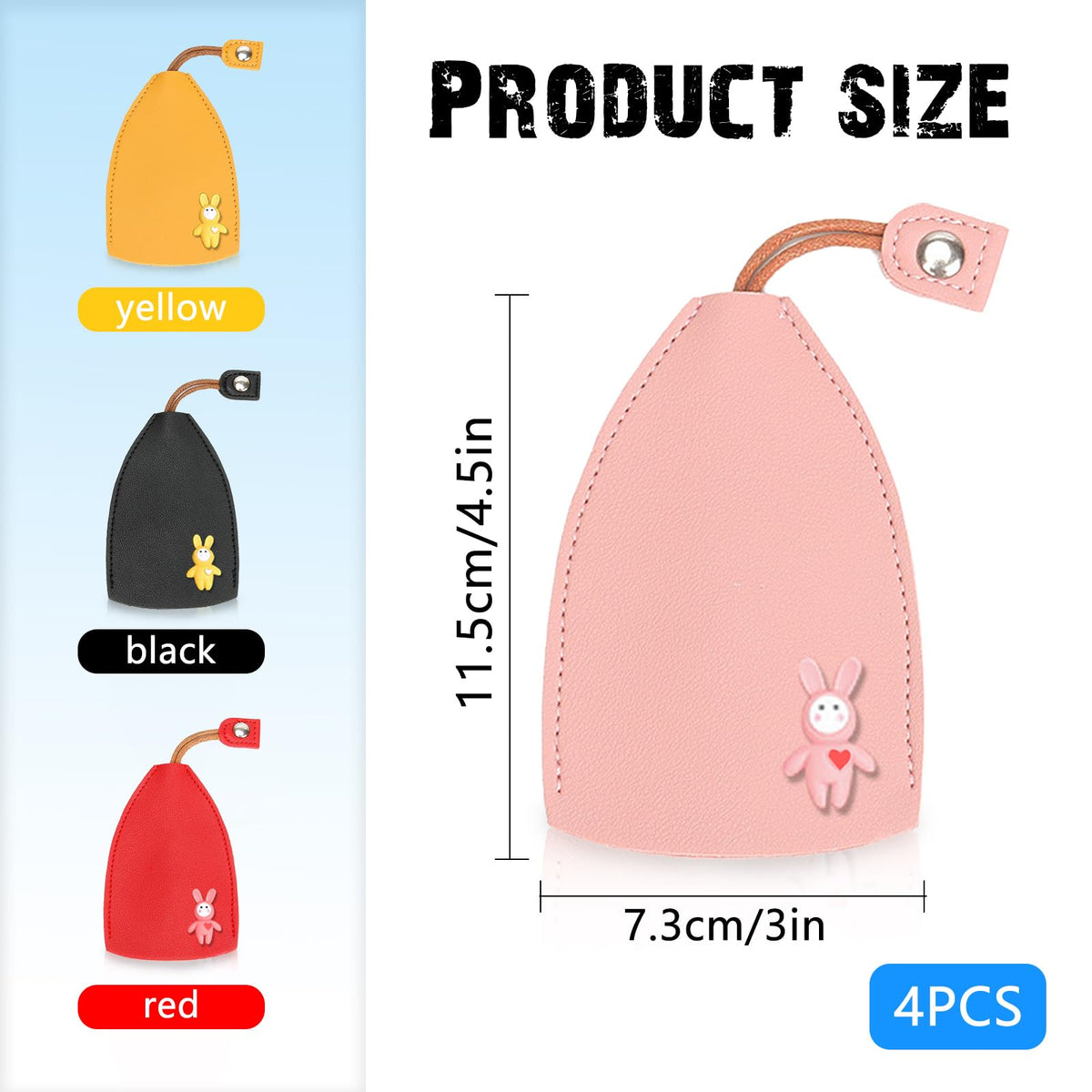 4 PCS Cute Key Case Holder PU Leather Key Pouch