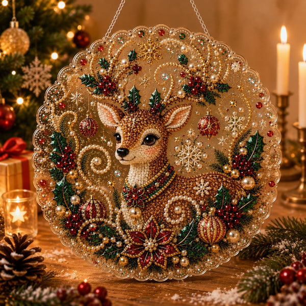 Christmas Pearl Diamond Painting Suncatcher Kit for Home Decor and Holiday Gifts