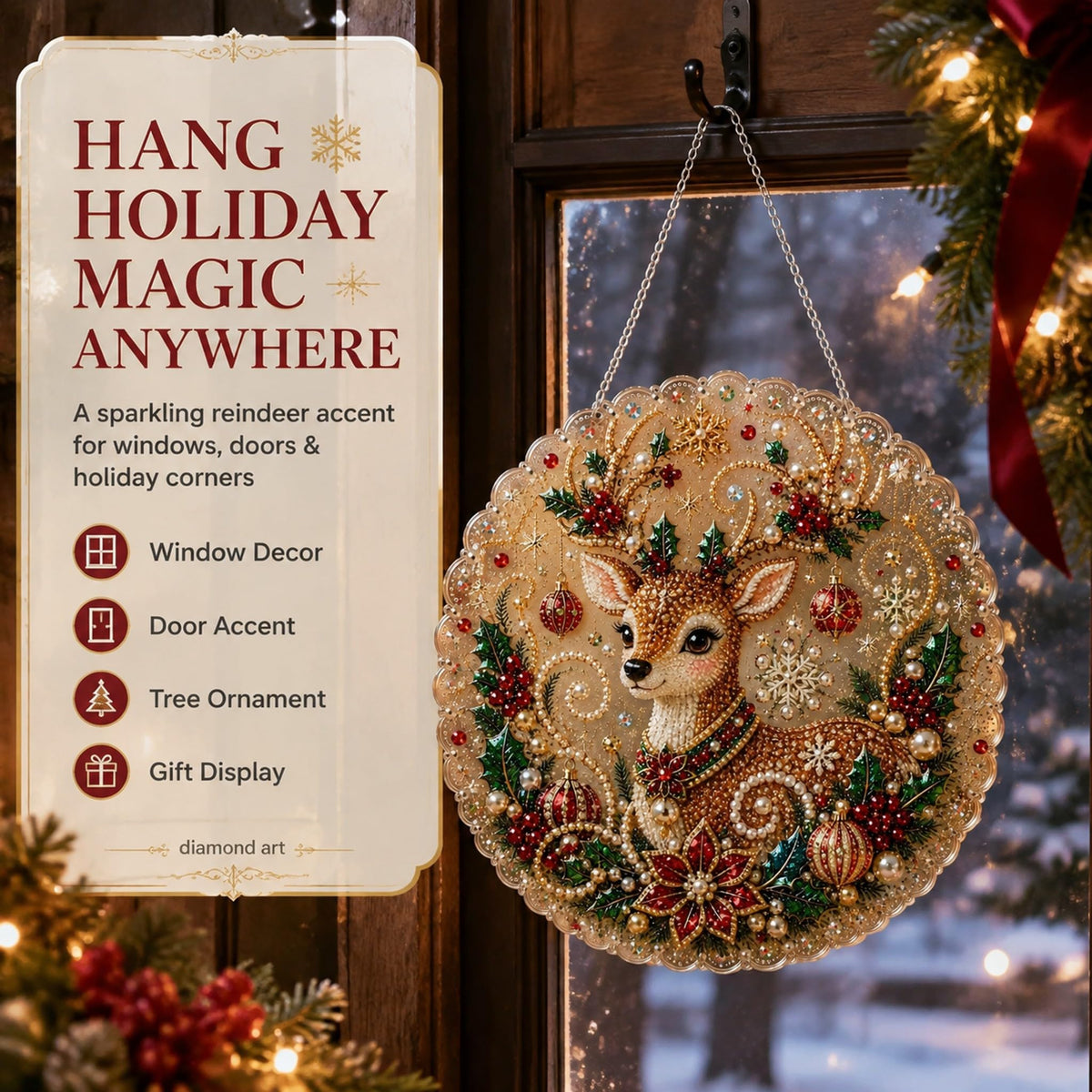 Christmas Pearl Diamond Painting Suncatcher Kit for Home Decor and Holiday Gifts