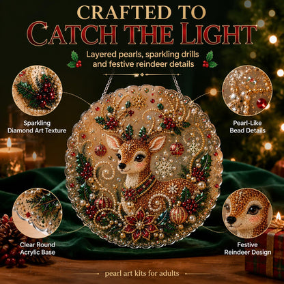 Christmas Pearl Diamond Painting Suncatcher Kit for Home Decor and Holiday Gifts