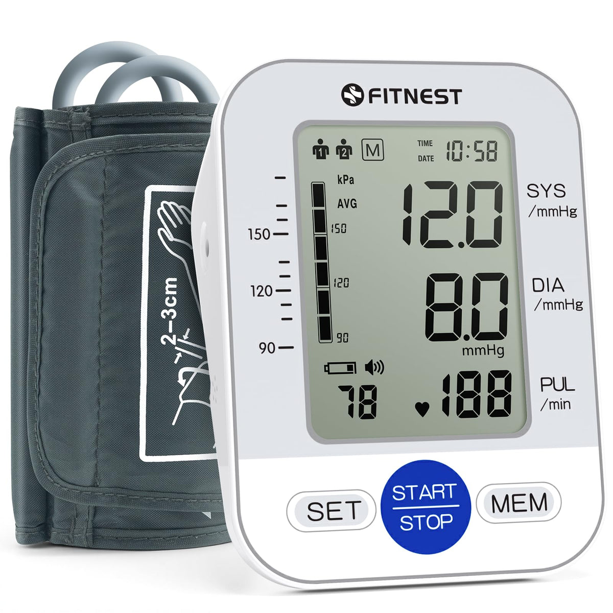 Blood Pressure Monitor, Automatic Digital Upper Arm BP Machine for Home Use