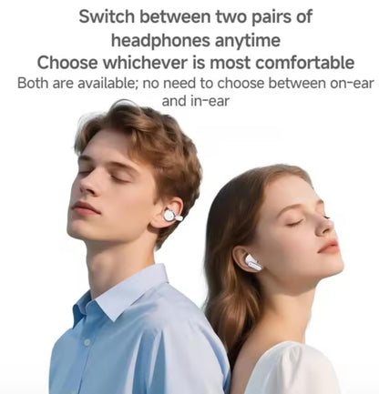 2-in-1 Wireless Earbuds, Open Ear Clip-on & in-Ear Earbuds