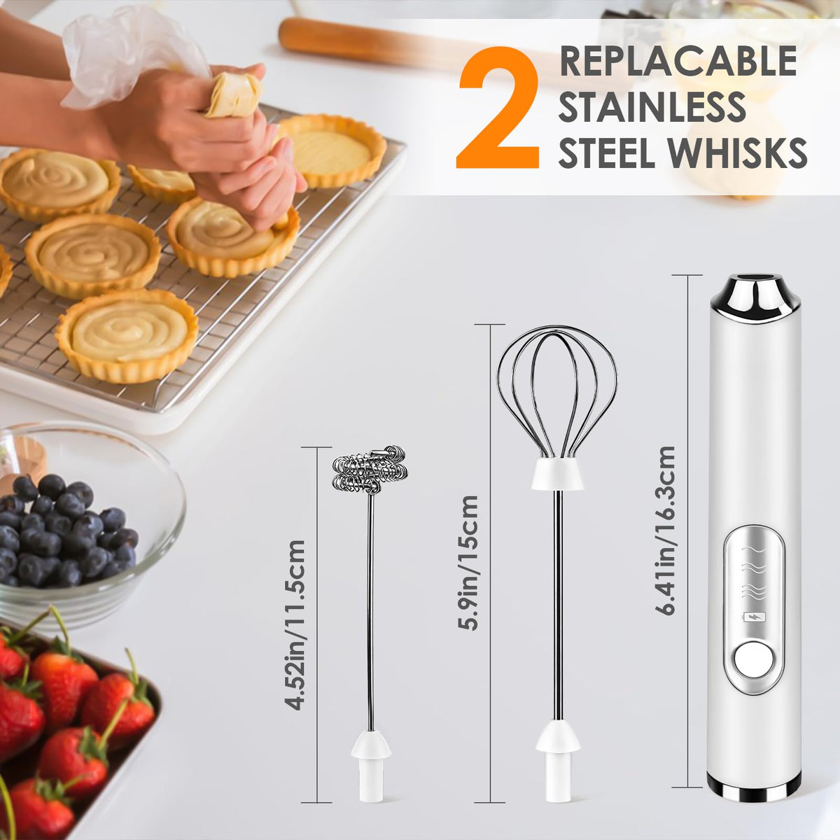 2-in-1 Handheld Electric Coffee Frother, Adjustable Speed Milk Mixer