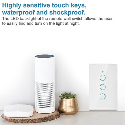Three-button Smart Remote Control Switch, Compatible with Alexa and Google Assistant