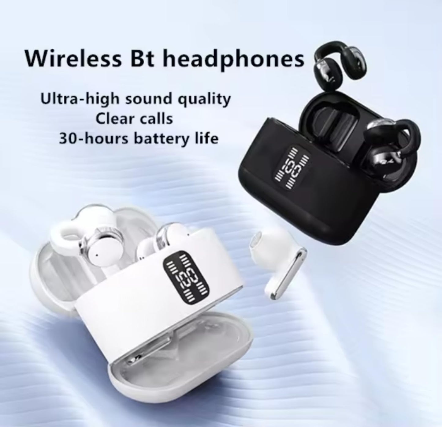 2-in-1 Wireless Earbuds, Open Ear Clip-on & in-Ear Earbuds