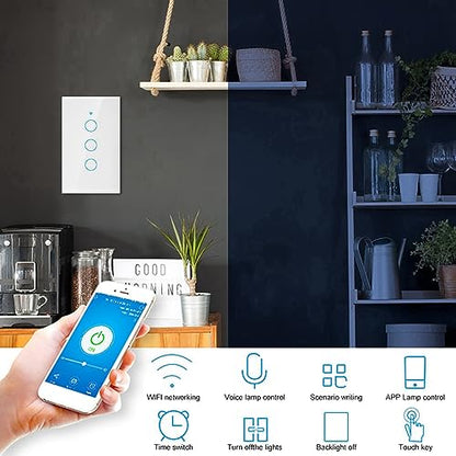 Three-button Smart Remote Control Switch, Compatible with Alexa and Google Assistant