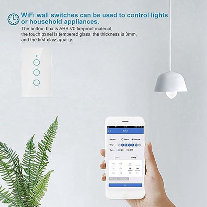Three-button Smart Remote Control Switch, Compatible with Alexa and Google Assistant