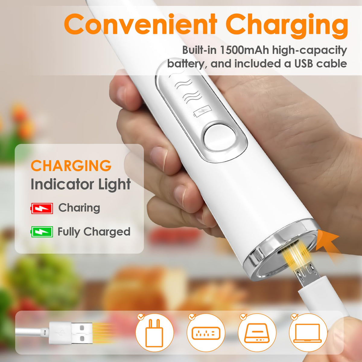 2-in-1 Handheld Electric Coffee Frother, Adjustable Speed Milk Mixer