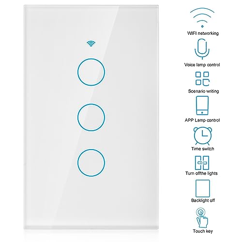 Three-button Smart Remote Control Switch, Compatible with Alexa and Google Assistant