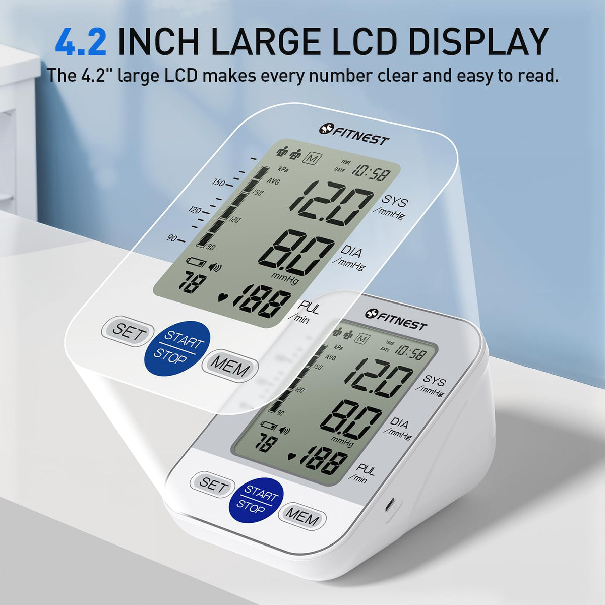 Blood Pressure Monitor, Automatic Digital Upper Arm BP Machine for Home Use