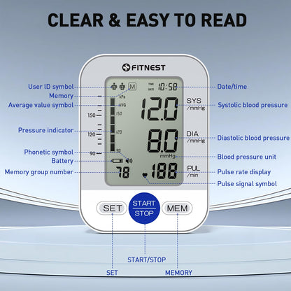 Blood Pressure Monitor, Automatic Digital Upper Arm BP Machine for Home Use