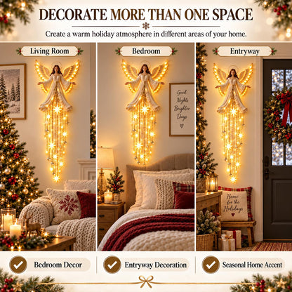 Angel Blessing Wall Light with Cascading Stars LED Holiday Decor