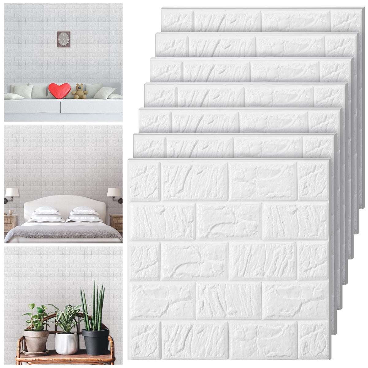 10 Pcs 3D Brick Wall Panels Peel and Stick Tile - Stick on Backsplash Tiles