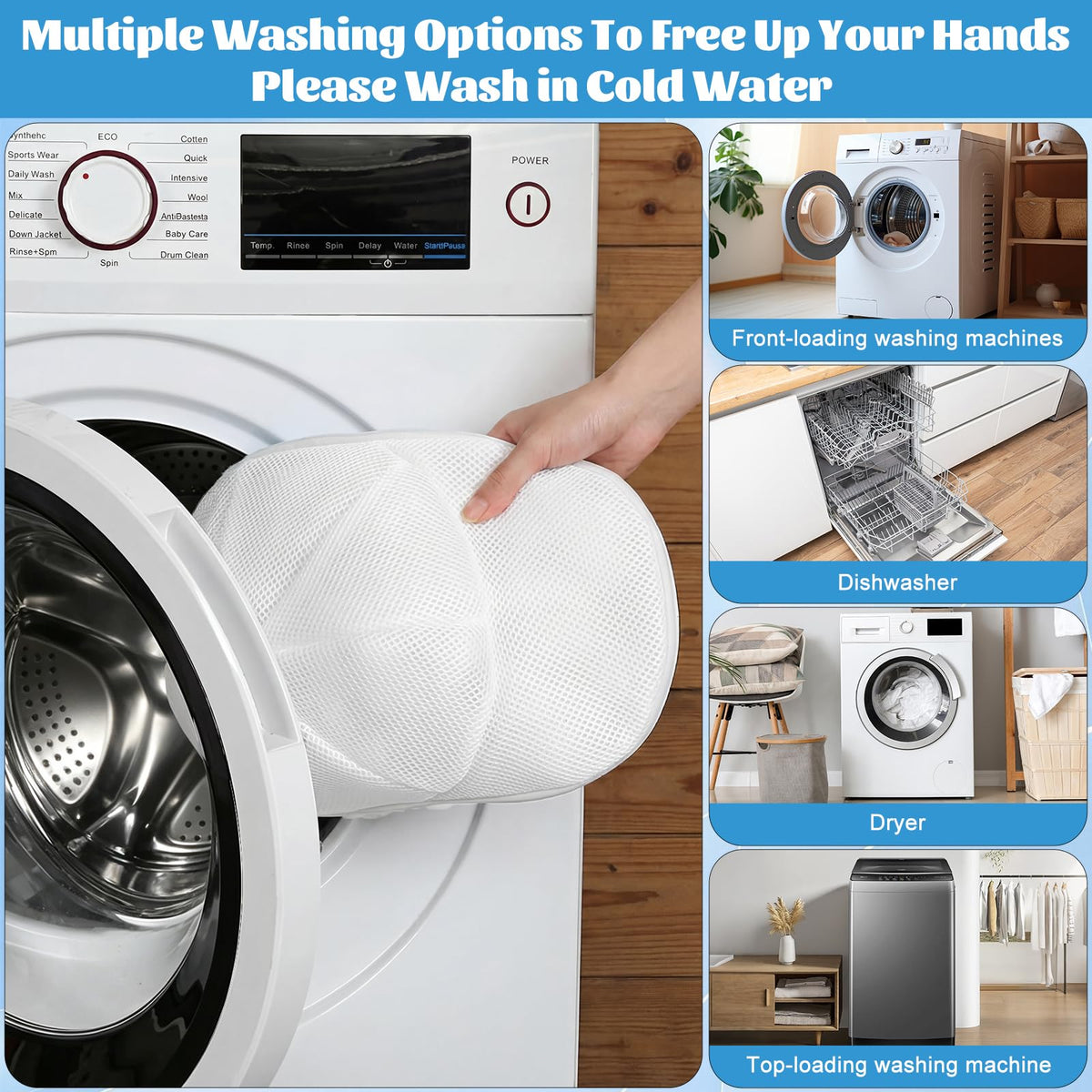 Hat Washer Cage with Mesh Bag for Washing Machine & Dryer