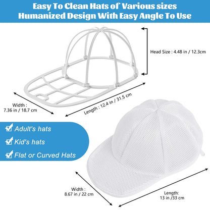 Hat Washer Cage with Mesh Bag for Washing Machine & Dryer