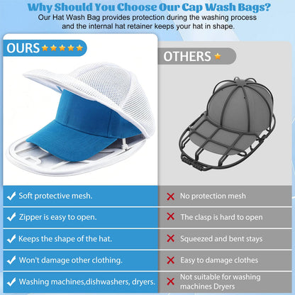 Hat Washer Cage with Mesh Bag for Washing Machine & Dryer