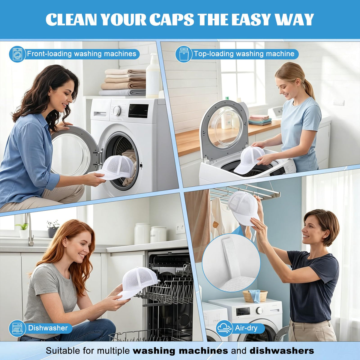 Hat Washer Cage with Mesh Bag for Washing Machine & Dryer