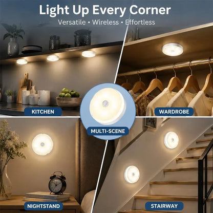 Round Automatic Closet LED Light - Motion Sensor with On/Off Delay