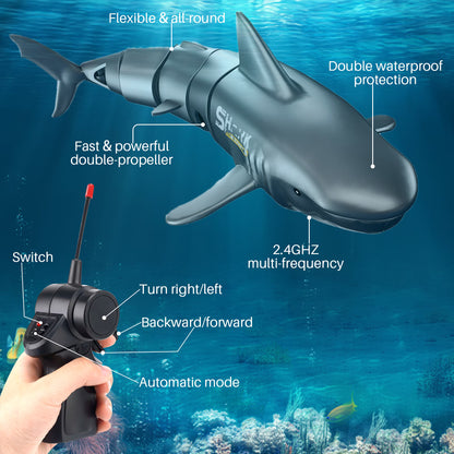 2.4G RC Diving Shark Toy Boat Swimming Pool Toys Gift for Kids Age 6+