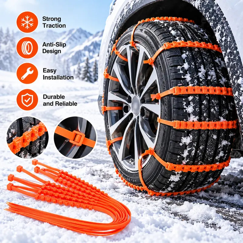 10Pcs Reusable Snow Tire Chains for Trucks & SUVs