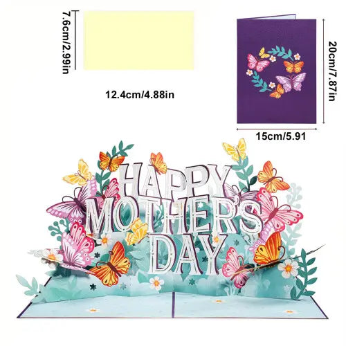 3D Happy Mother's Day Colorful Flower Carving Blessing Card Paper