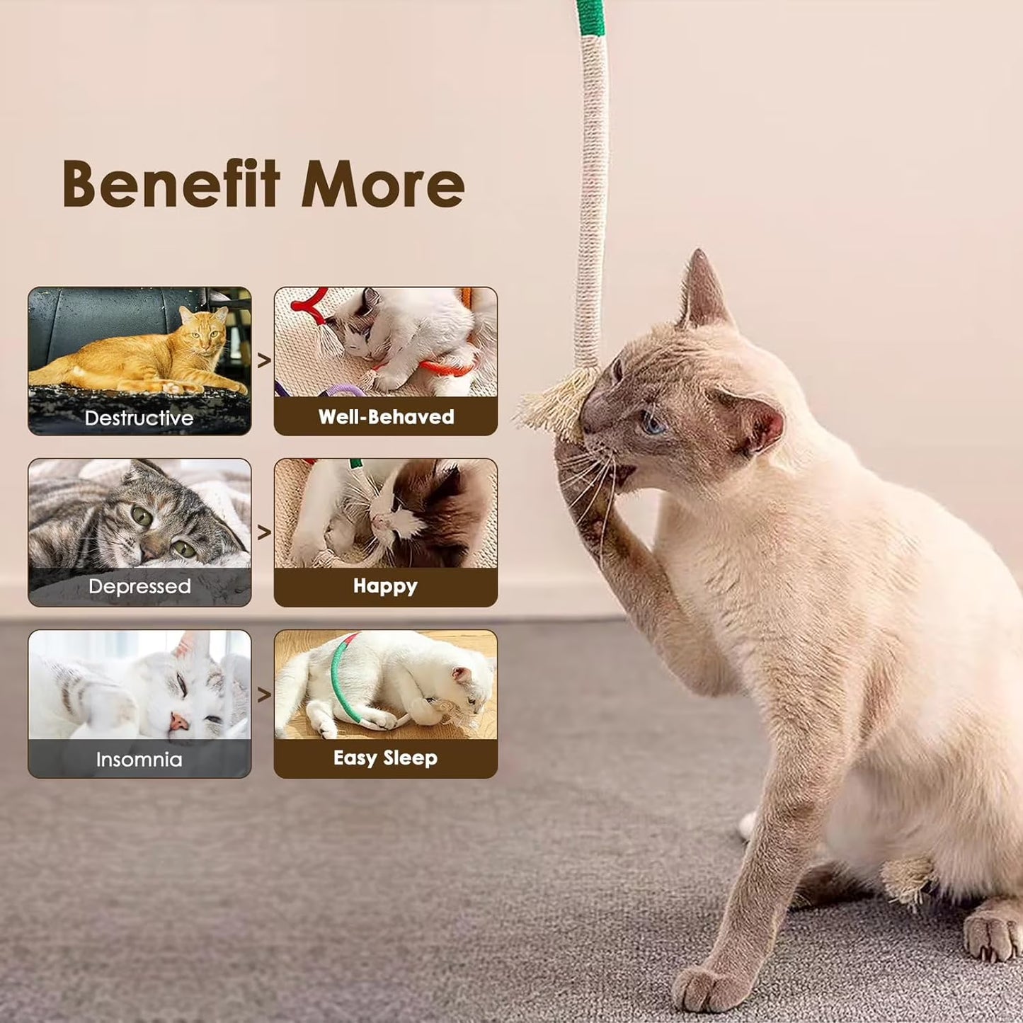 3PCS Cat Toy Rope Cat Chewing Rope Toy Self-Entertainment Boredom Relief