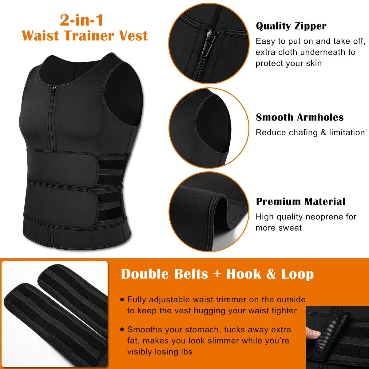 Sweat Vest Tank Top Corset Workout Compression Shirt GYM