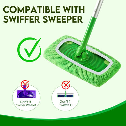 8 Pack Reusable Mop Pads Compatible with Sweeper – Absorbent Washable Microfiber Dry & Wet Cleaning Cloths