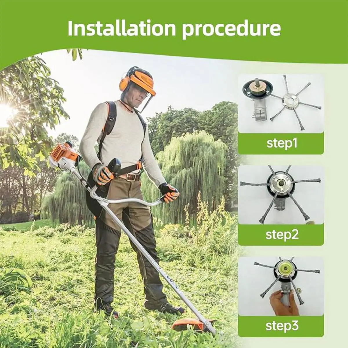 Moss & Rust Removal 6 inch Steel Wire Rotary Brush Cutter Trimmer Head