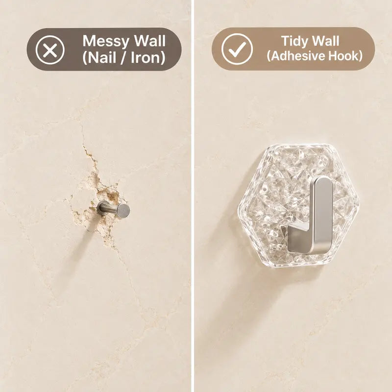 Heavy-Duty Plastic Self-Adhesive Hexagonal Ripple Hooks