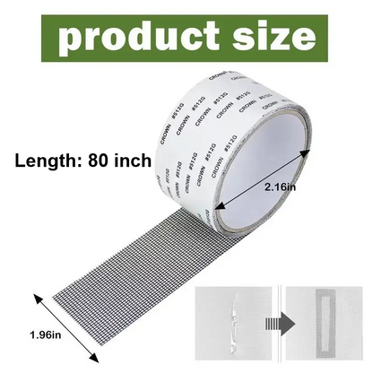 Window Screen Repair Tape, Adhesive Gray Screen Repair Strip