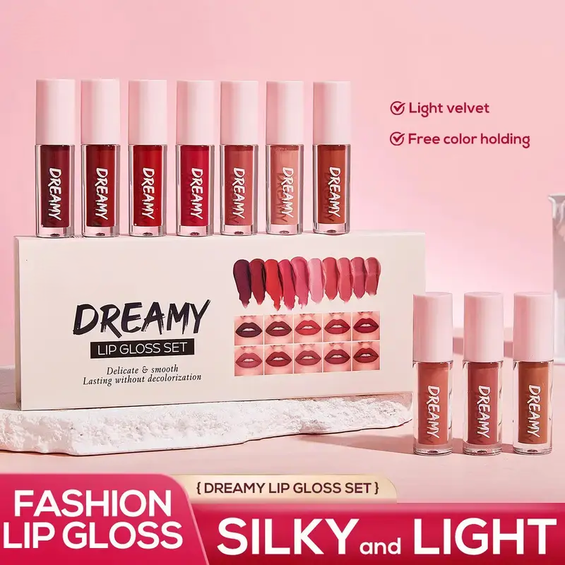 Dreamy Lip Gloss Set (10pcs) - European and American Matte Velvet