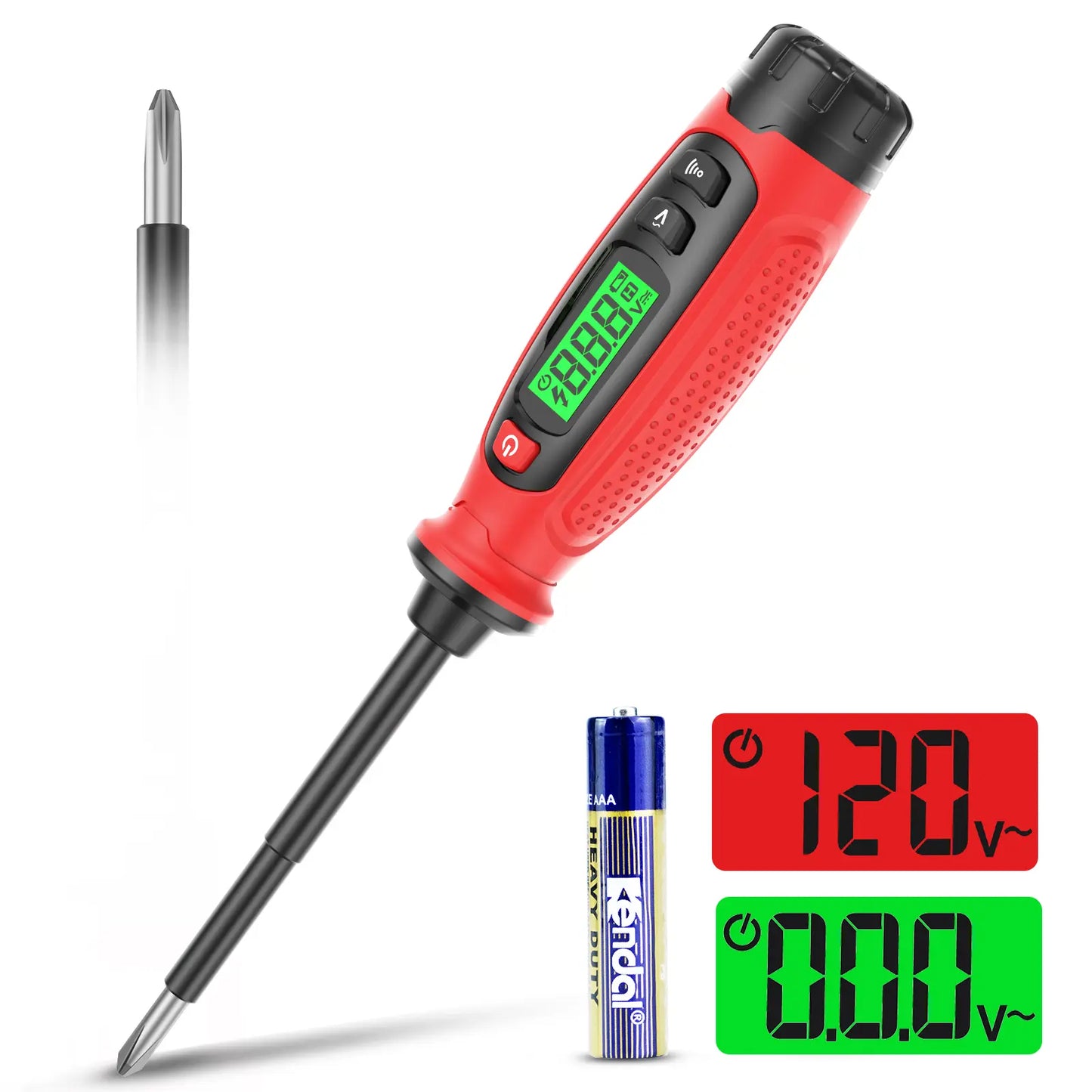 Voltage Tester with Screwdriver, NCV Function, AC 3V-500V With LCD Alert Display