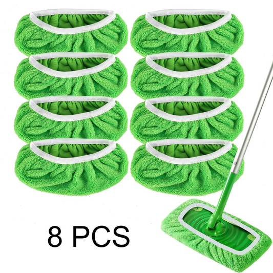 8 Pack Reusable Mop Pads Compatible with Sweeper – Absorbent Washable Microfiber Dry & Wet Cleaning Cloths