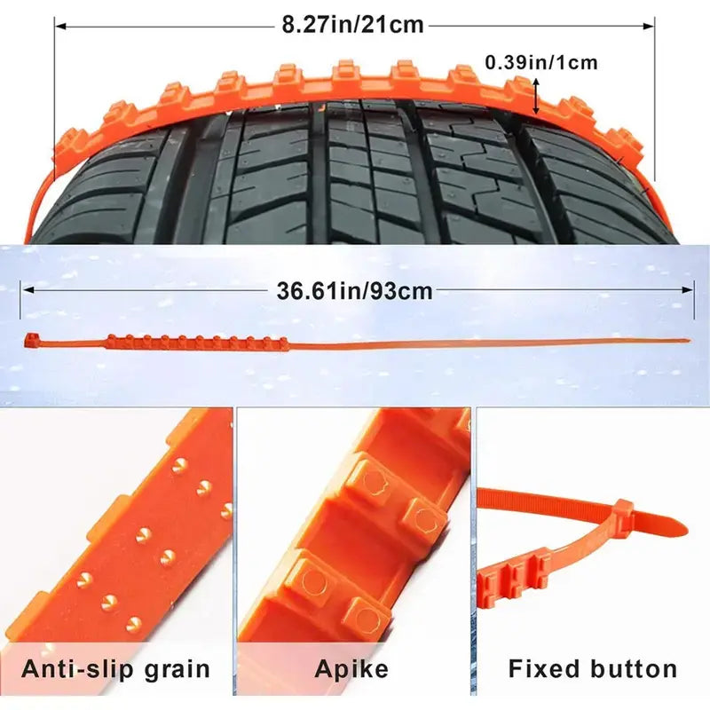 10Pcs Reusable Snow Tire Chains for Trucks & SUVs
