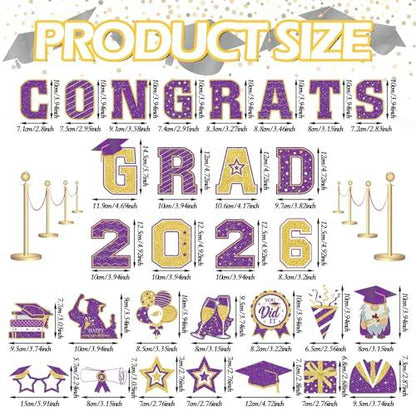 30PCS 2026 Graduation Car Magnets Congrats Grad Magnetic Bumper Stickers