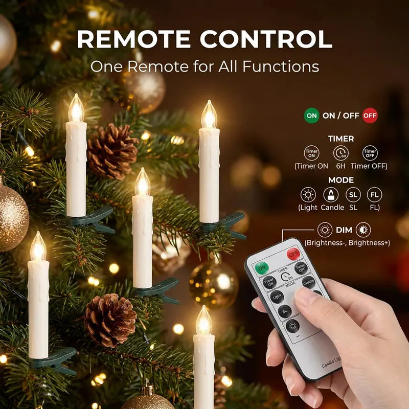 10PCS LED Flameless Taper Candles Flickering with Remote Timer