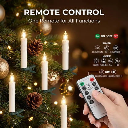 10PCS LED Flameless Taper Candles Flickering with Remote Timer