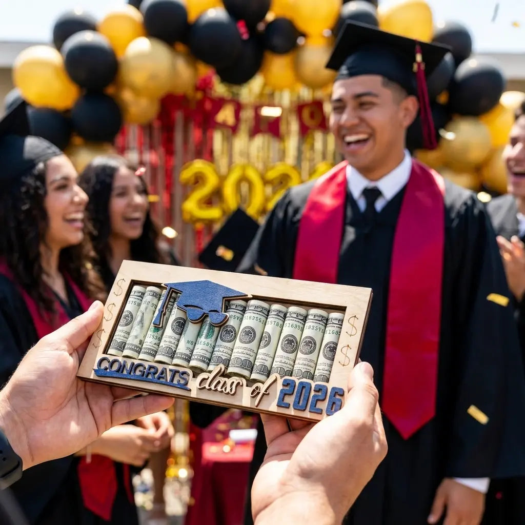 Graduation 2026 Money Holder-Unique Wooden Cash Gift Box for Class of 2026