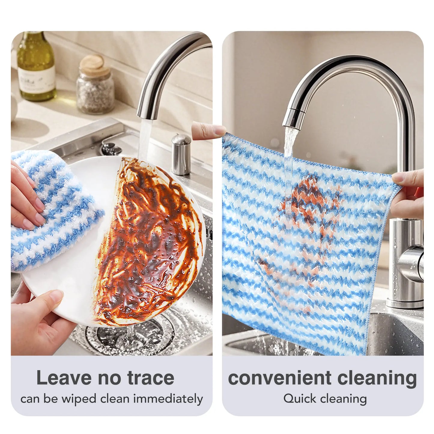 10 Counts Microfiber Cleaning Cloth, Kitchen Towels Absorbent Streak Free Cleaning Towels for Dish Drying Washing