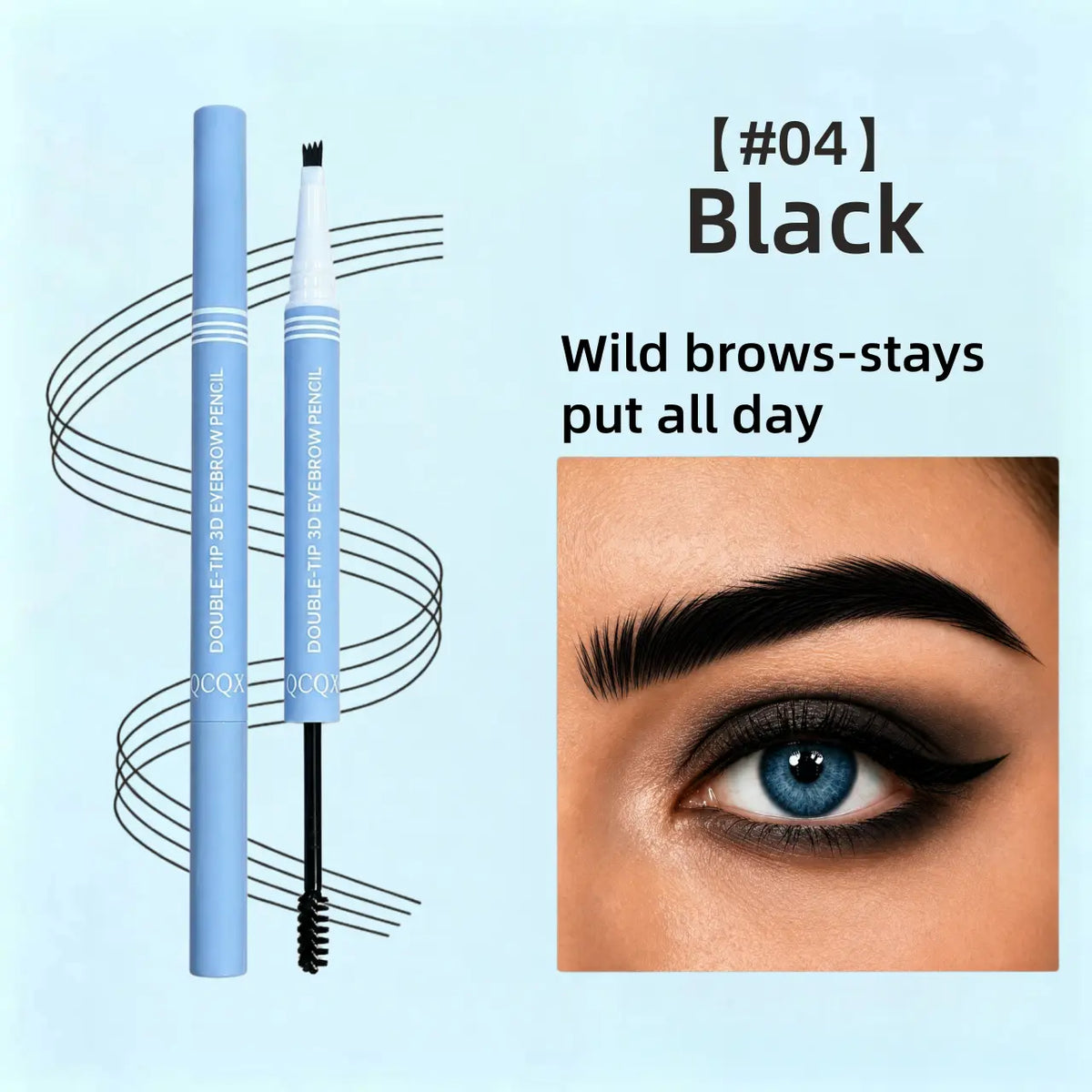 QCQX 2-in-1 Waterproof Micro-Fork Eyebrow Cosmetic Pencil
