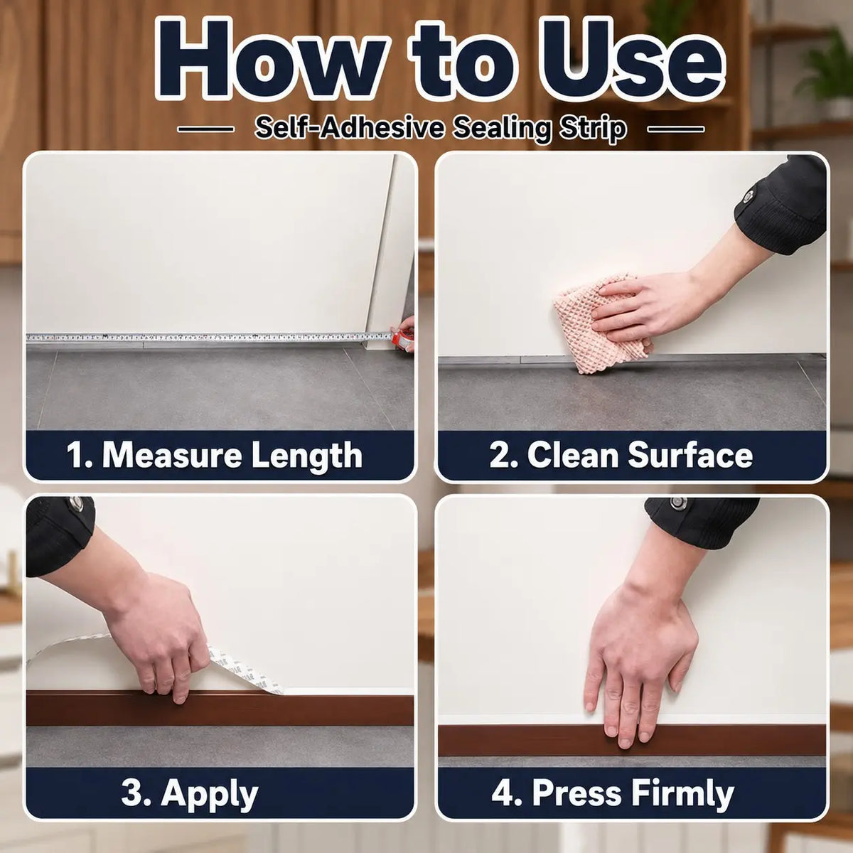 3Pcs Self Adhesive Silicone Door Window Seal Strip